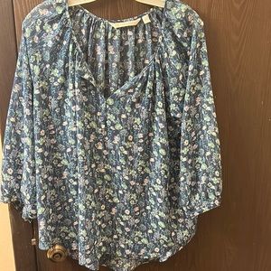 Sheer blue floral shirt